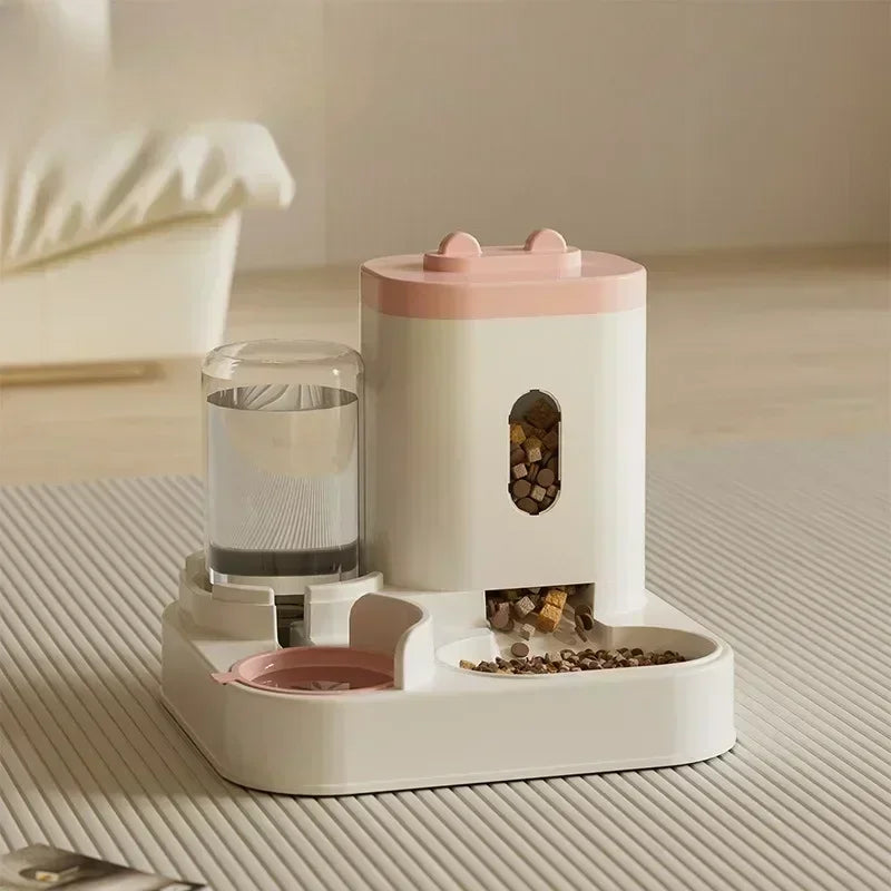 1A-Automatic Feeder Cat Dog Food Bowl With Water Fountain Pet Large Capacity Raised Stand Dish Bowl For Cat Drinker Accessories