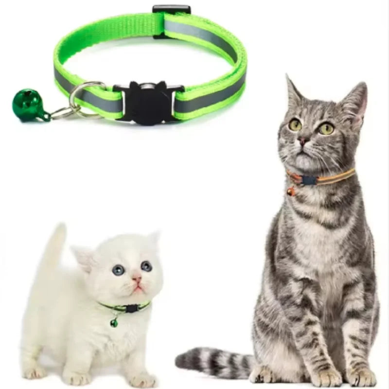 Reflective Breakaway Cat Collar Neck Ring Necklace Newborn Puppy Dog Collar Colorful Bell Collar for Cats Pet Kitten Products