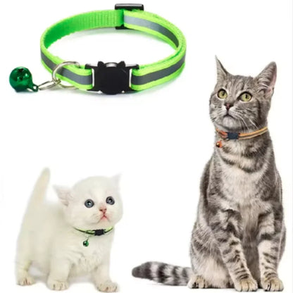 Reflective Breakaway Cat Collar Neck Ring Necklace Newborn Puppy Dog Collar Colorful Bell Collar for Cats Pet Kitten Products