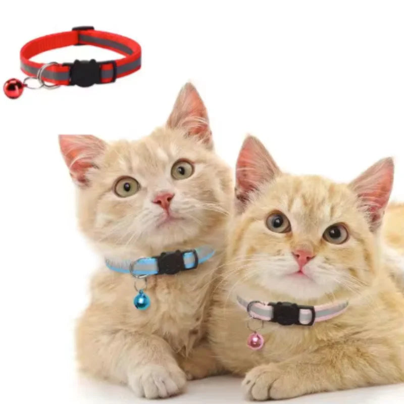 Reflective Breakaway Cat Collar Neck Ring Necklace Newborn Puppy Dog Collar Colorful Bell Collar for Cats Pet Kitten Products