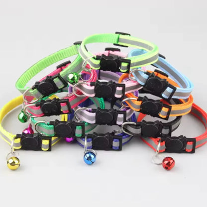 Reflective Breakaway Cat Collar Neck Ring Necklace Newborn Puppy Dog Collar Colorful Bell Collar for Cats Pet Kitten Products