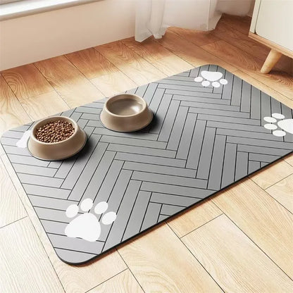 Waterproof Non Slip Pet Feeding Mat Absorbent Dog Cat Bowl Placemat Paw Print Pet Food Water Tray Pad