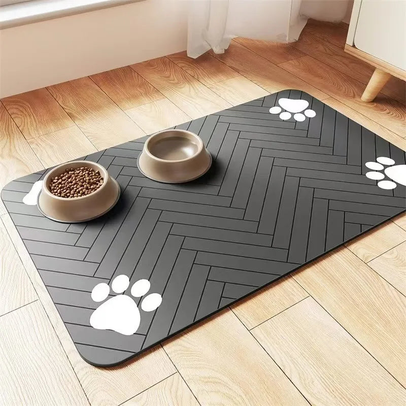 Waterproof Non Slip Pet Feeding Mat Absorbent Dog Cat Bowl Placemat Paw Print Pet Food Water Tray Pad