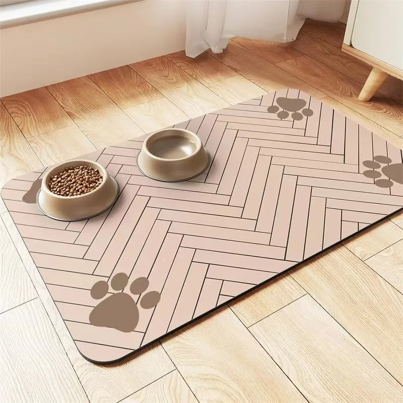 Waterproof Non Slip Pet Feeding Mat Absorbent Dog Cat Bowl Placemat Paw Print Pet Food Water Tray Pad