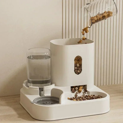1A-Automatic Feeder Cat Dog Food Bowl With Water Fountain Pet Large Capacity Raised Stand Dish Bowl For Cat Drinker Accessories