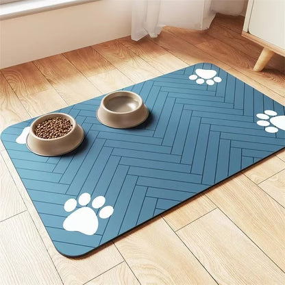 Waterproof Non Slip Pet Feeding Mat Absorbent Dog Cat Bowl Placemat Paw Print Pet Food Water Tray Pad