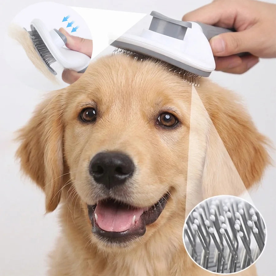 Self-Cleaning Pet Slicker Brush One-Click Cat Dog Hair Remover Professional Grooming Comb for Long/Short Fur Pets Supplies