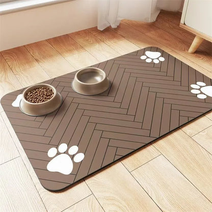 Waterproof Non Slip Pet Feeding Mat Absorbent Dog Cat Bowl Placemat Paw Print Pet Food Water Tray Pad