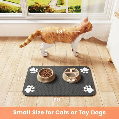 Waterproof Non Slip Pet Feeding Mat Absorbent Dog Cat Bowl Placemat Paw Print Pet Food Water Tray Pad